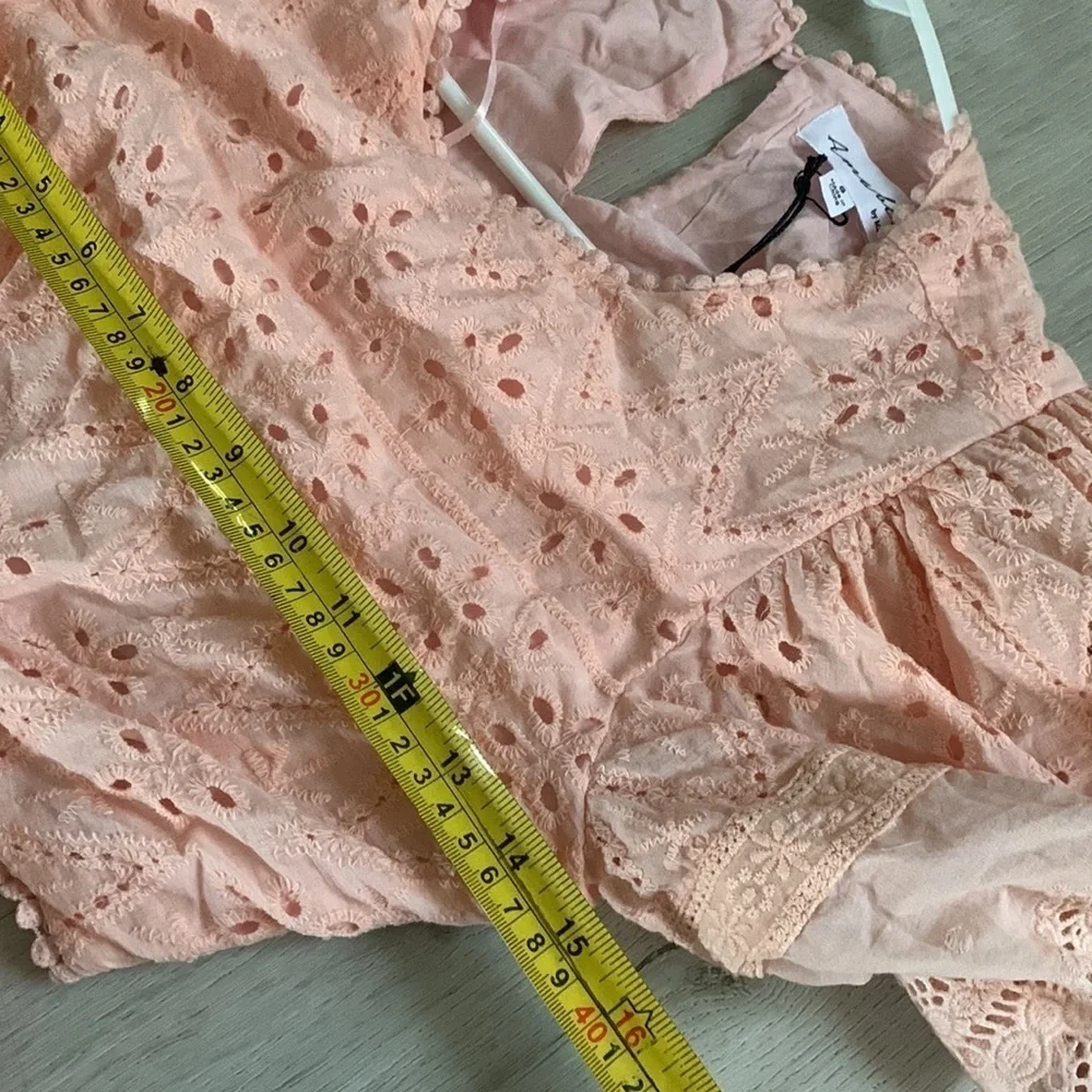 VICI Delilah Eyelet Cutout Maxi Dress Peach Pink Small S NWT boho romantic - Picture 15 of 16